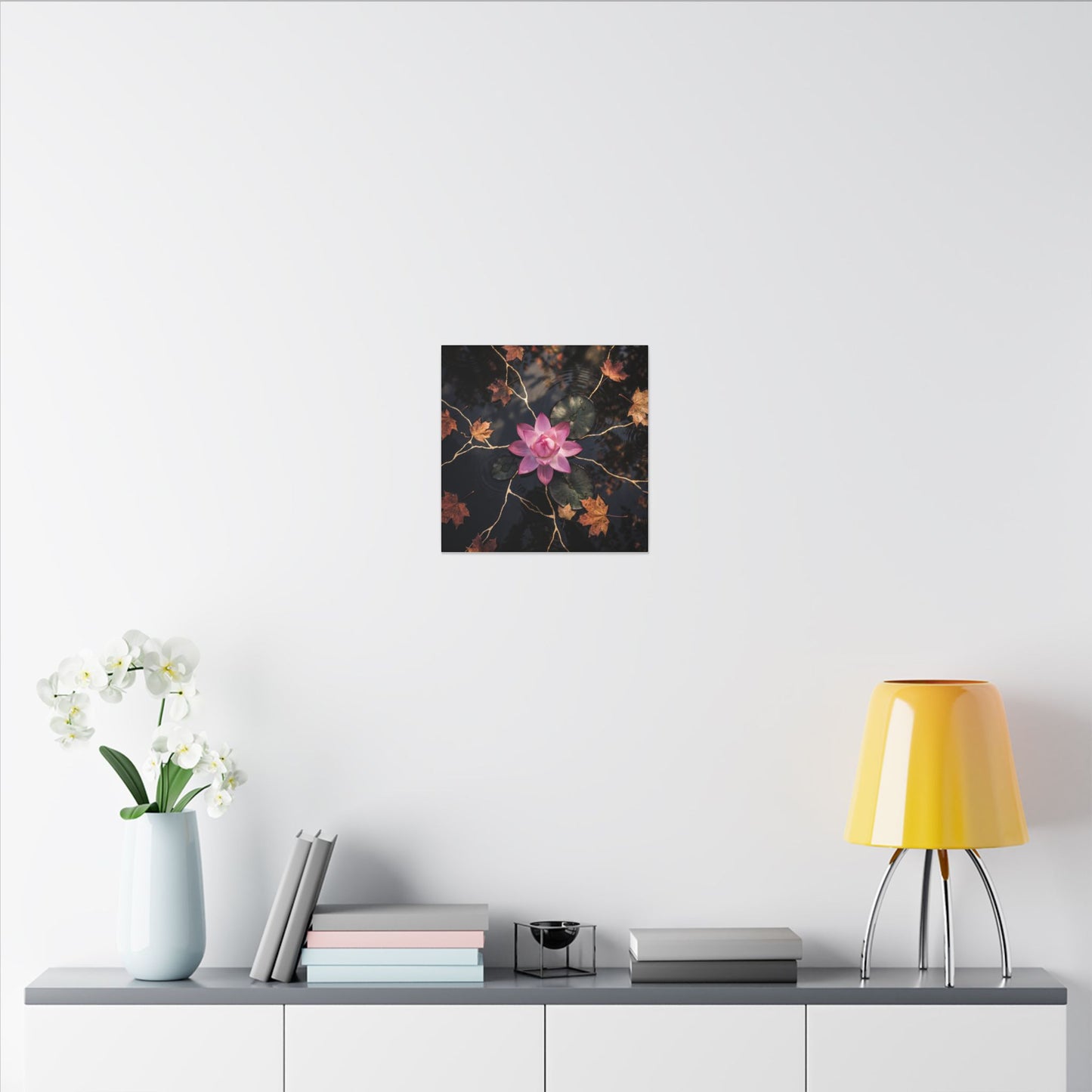 Ma Lotus Flower Canvas Art - Kintsugi Gold Vein