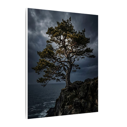 Dappled Pine Tree Canvas Art - Dark Japandi Fukinsei