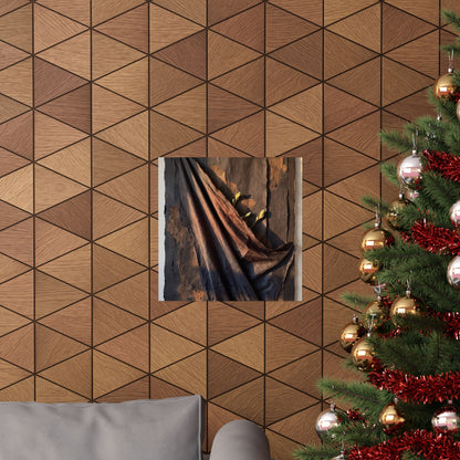 Dark Japandi Silk Drape in Golden Hour | Dark Texture Wall Art Print
