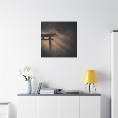 Torii Gate Shadow Zen Canvas Art | Bold Dark Japandi Art