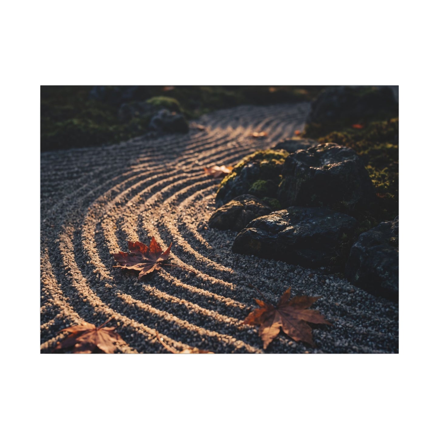 Rock Garden Moody Minimal Canvas Art | Bold Dark Japandi Art