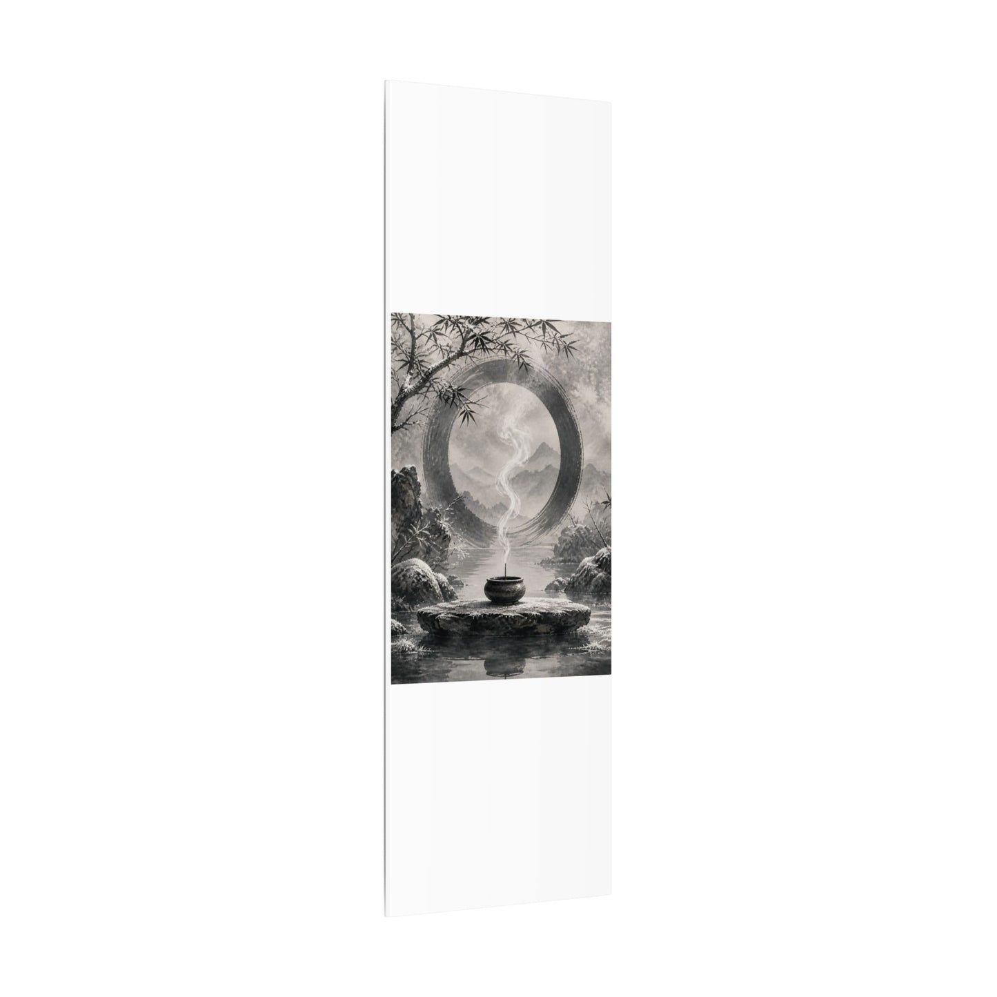 Incense Smoke Canvas Art | Winter Zen Sumi E Art