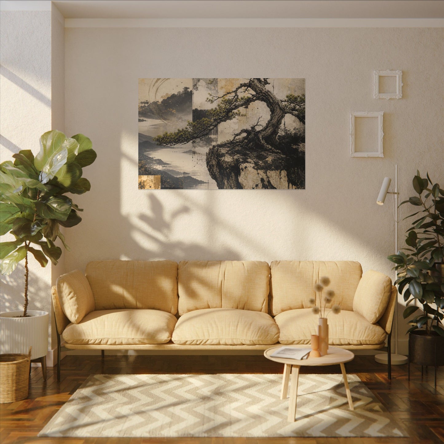 Golden Hour Pine Tree Canvas Art - Japandi Datsuzoku