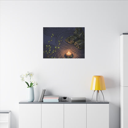 Mono No Aware Rock Garden Canvas Art - Zen Ukiyo E Inspired
