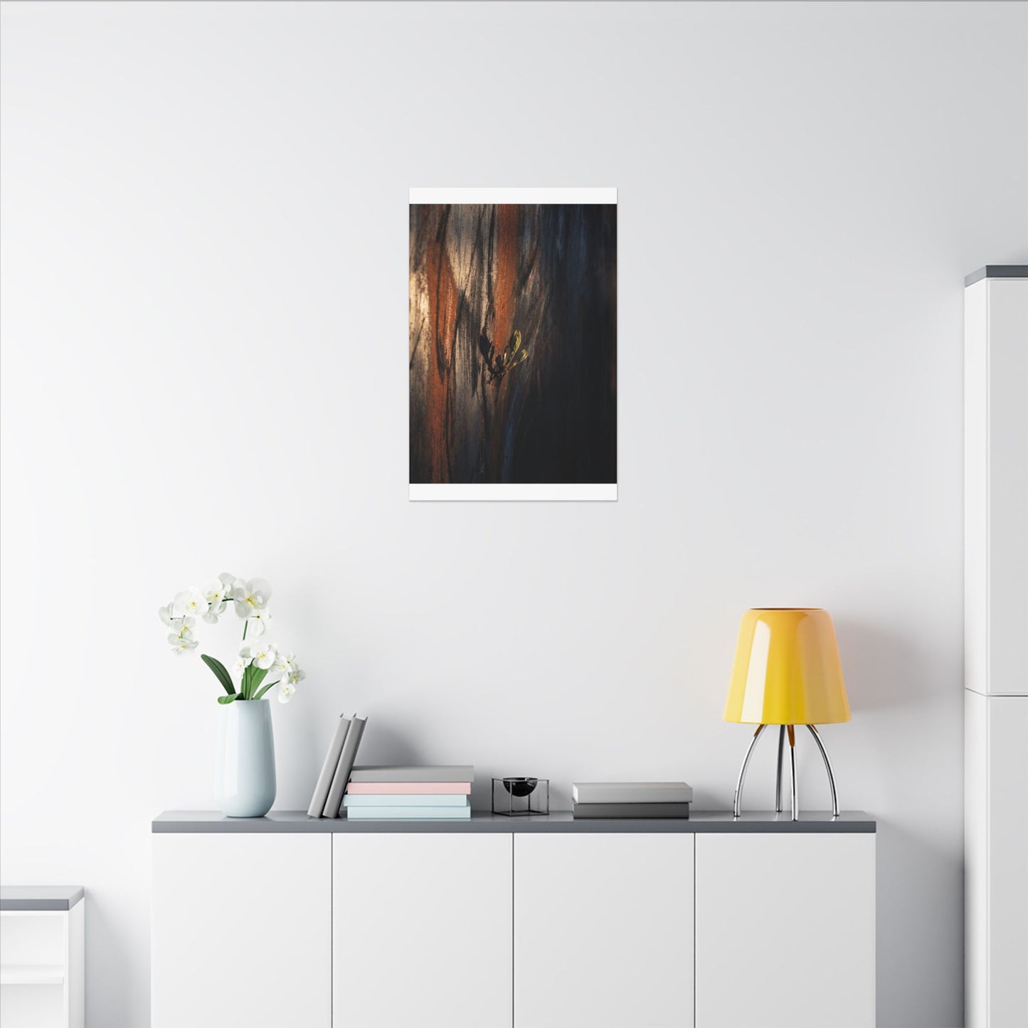 Rust Patina Charcoal Ink Canvas Art | Moody Dark Japandi Art