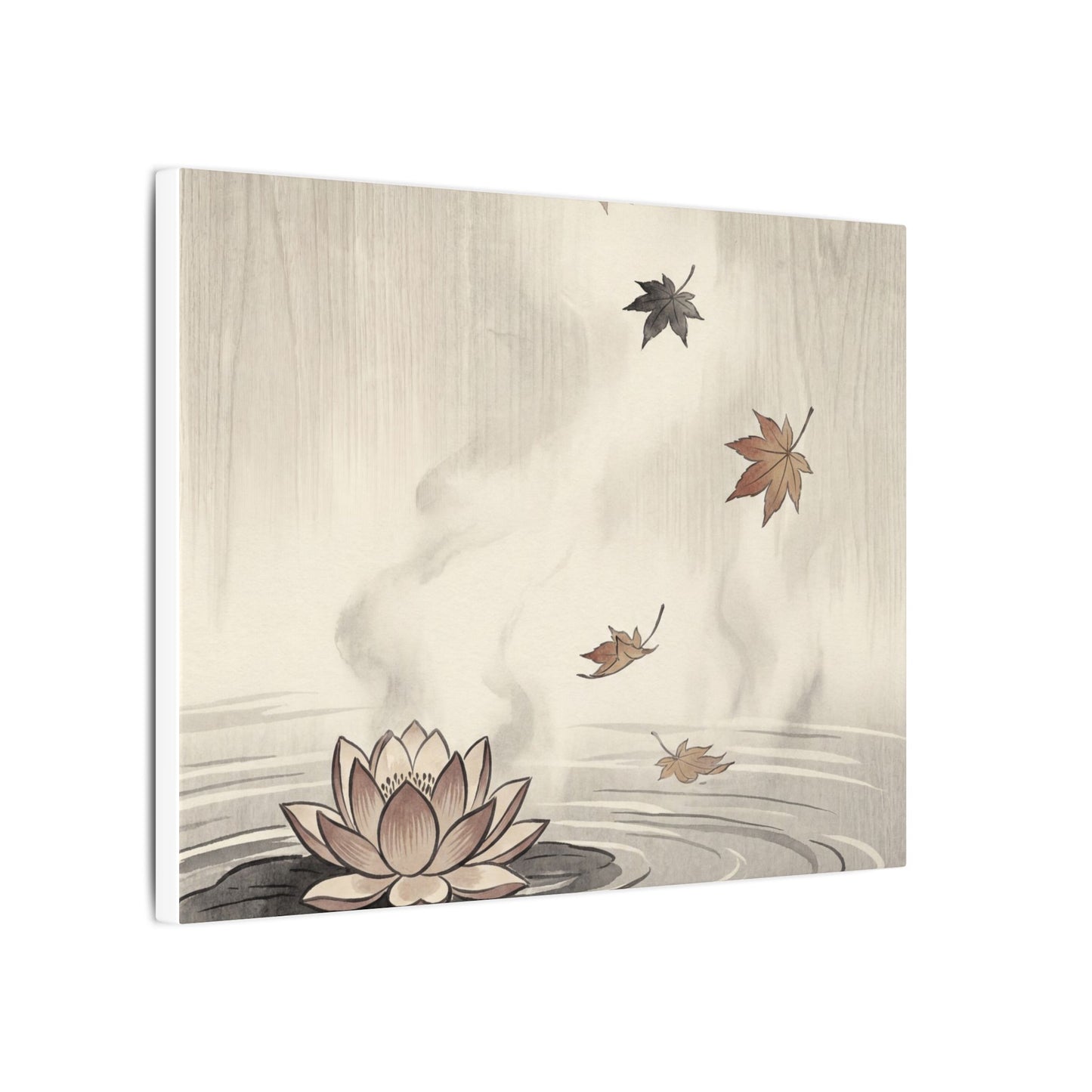Lotus Flower Canvas Art | Autumn Zen Ukiyo E Inspired Art