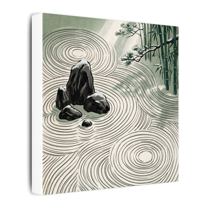 Shibui Rock Garden Canvas Art - Zen Ukiyo E Inspired