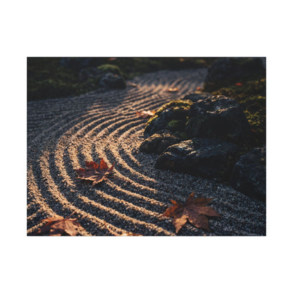 Rock Garden Moody Minimal Canvas Art | Bold Dark Japandi Art