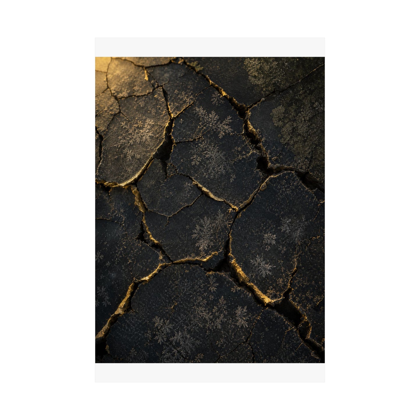 Cracked Earth Shadow Zen Wall Art Print | Atmospheric Dark Japandi Art