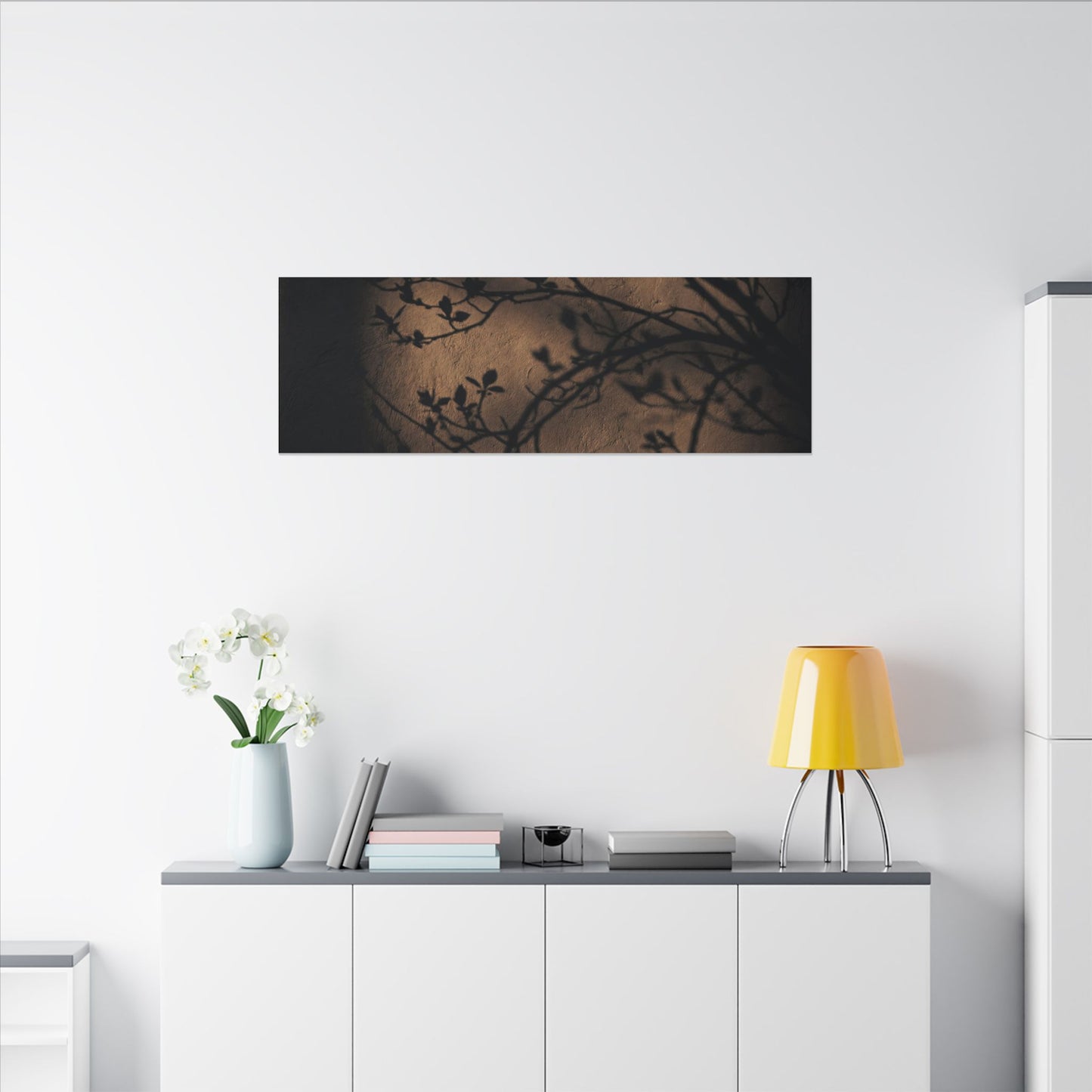 Dark Japandi Shadow Play in Golden Hour | Shadow Zen Canvas Art