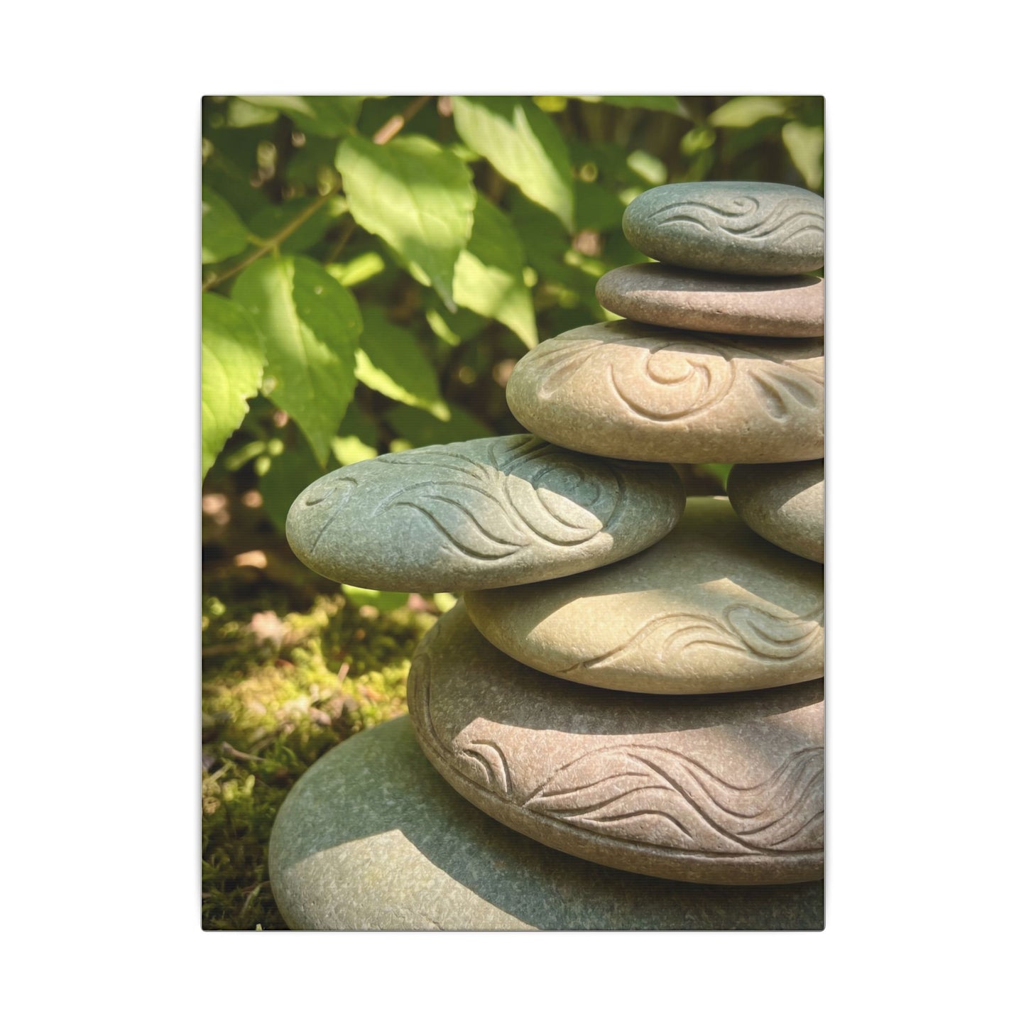 River Stones Summer Canvas Art | Japandi Earthy Design