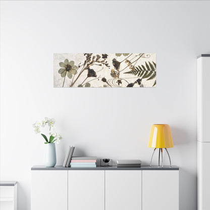 Japandi Dried Flowers in Golden Hour | Japanese Pattern Canvas Art