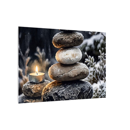 River Stones Canvas Art | Winter Japandi Watercolor Art