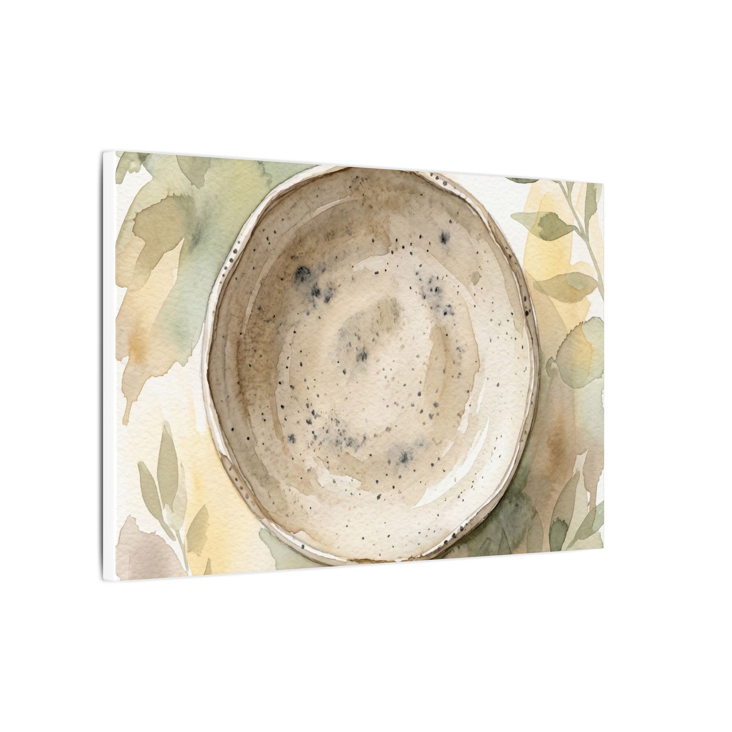 Ceramic Bowl Watercolor Canvas Art | Warm Japandi Art