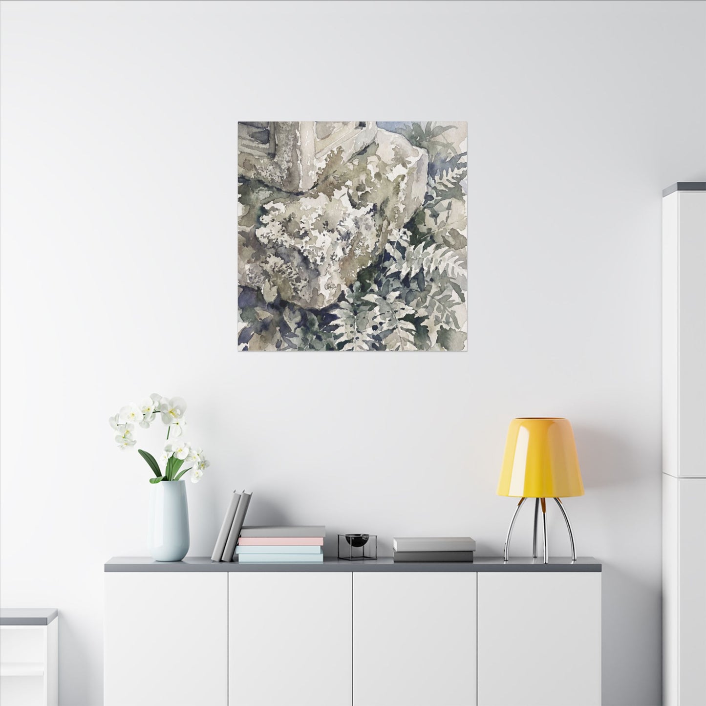 Stone Lantern Watercolor Canvas Art | Elegant Japandi Art