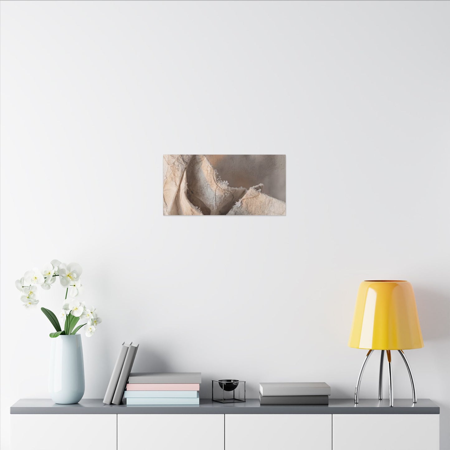 Japandi Paper Fold in Candlelight | Watercolor Canvas Art