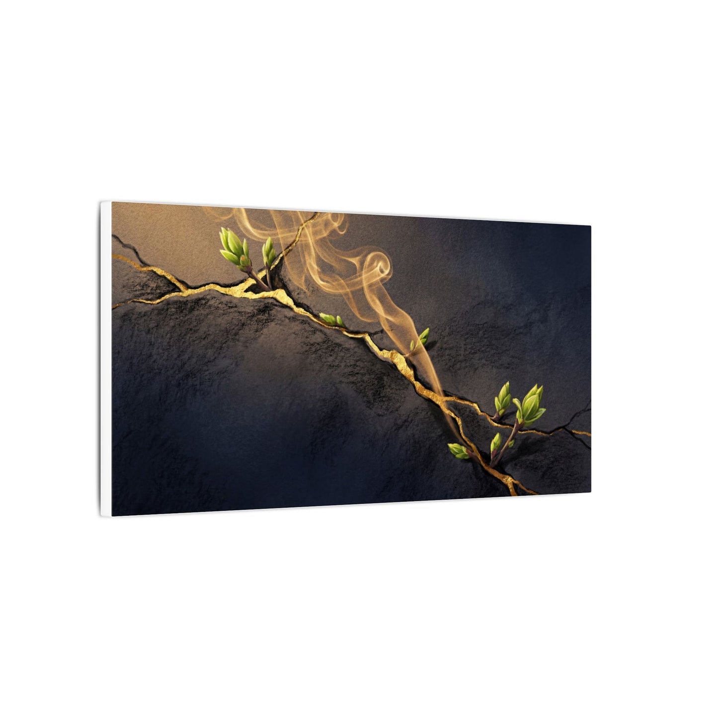 Spring Incense Smoke Gold Vein Canvas Art | Healing Decor