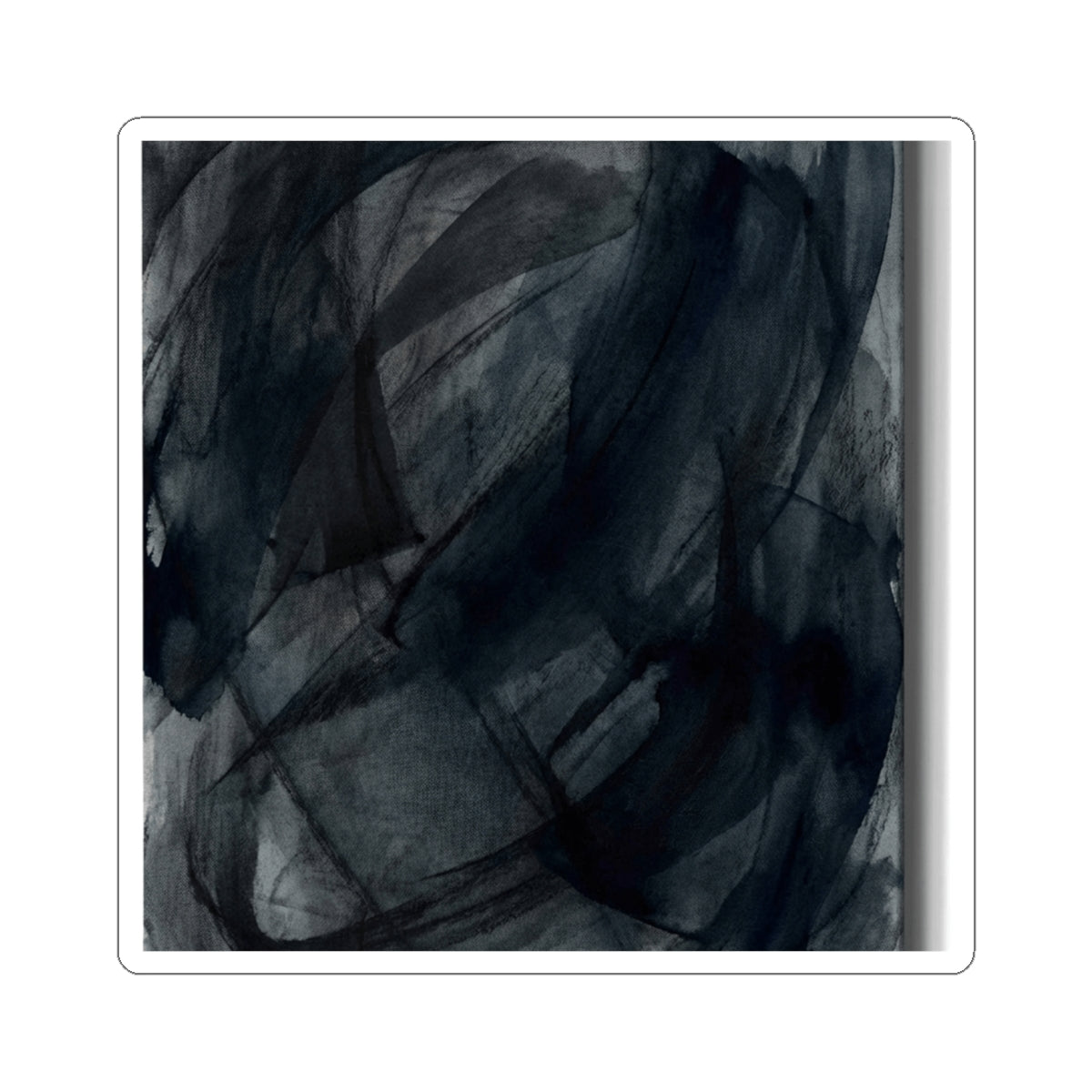 Deep Tones Dark Japandi Charcoal Sticker | Deep Tones Charcoal Ink Art Print