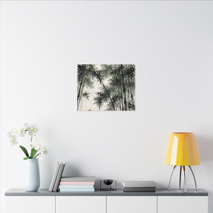 Zen Bamboo Grove in Overcast | Sumi E Canvas Art