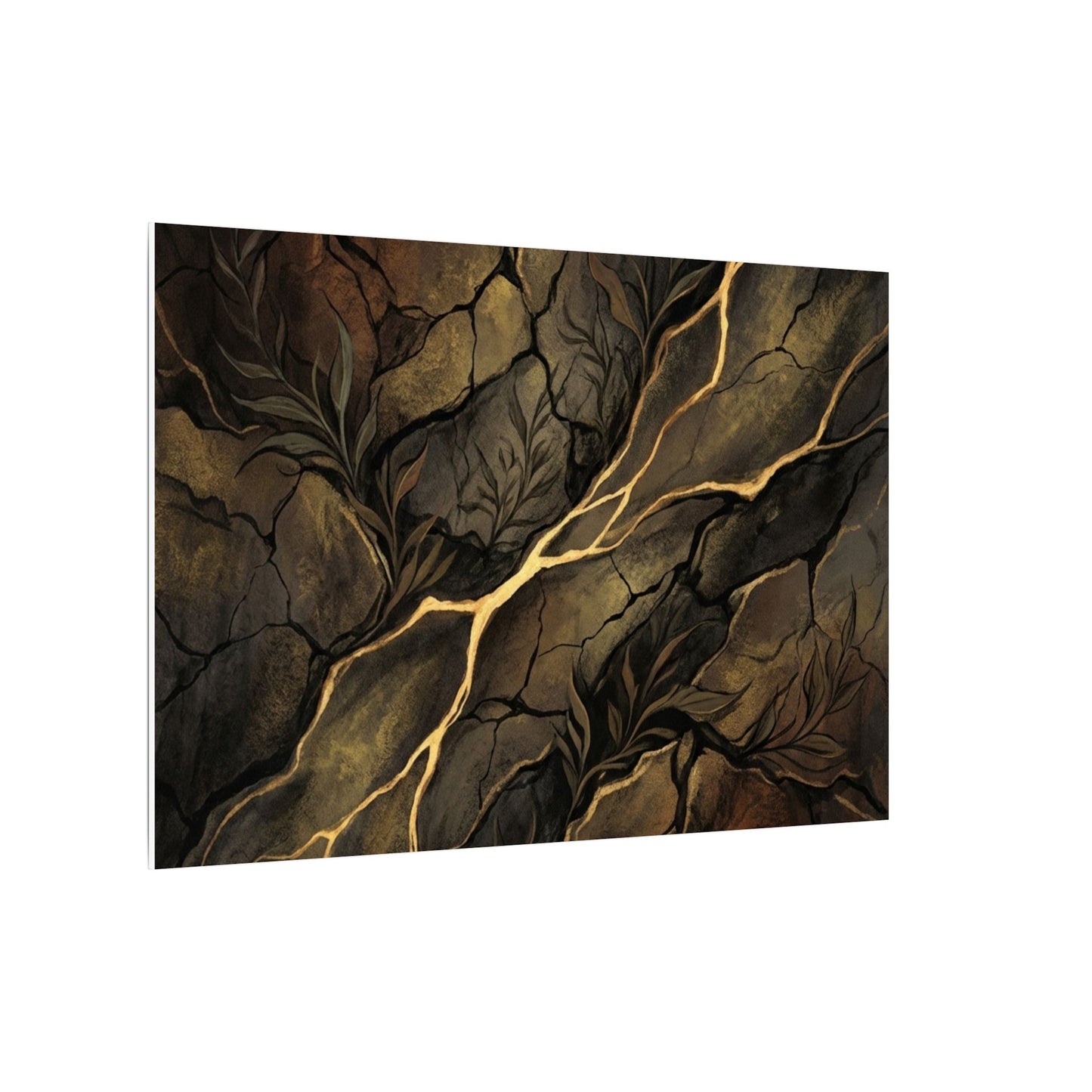 Cracked Earth Charcoal Ink Canvas Art | Bold Dark Japandi Art