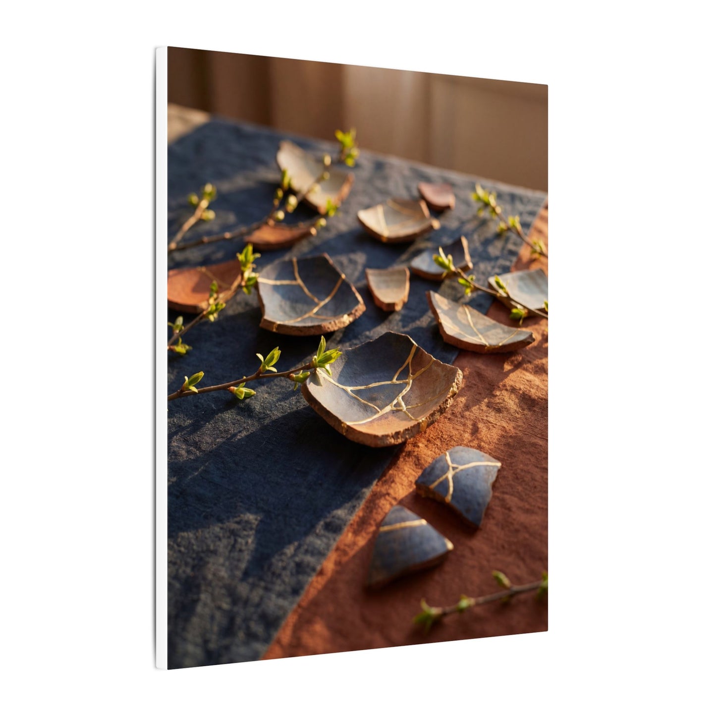 Spring Broken Pottery Gold Vein Canvas Art | Philosophical Decor