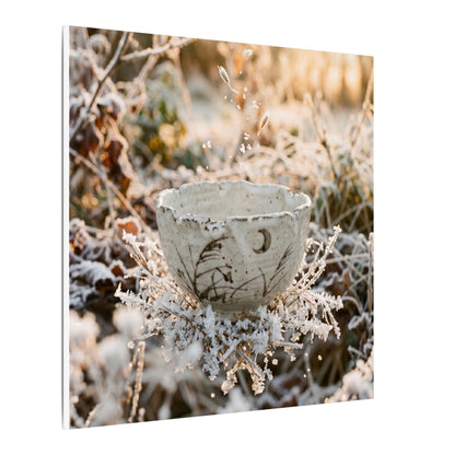 Japandi Ceramic Bowl in Golden Hour | Japanese Pattern Canvas Art