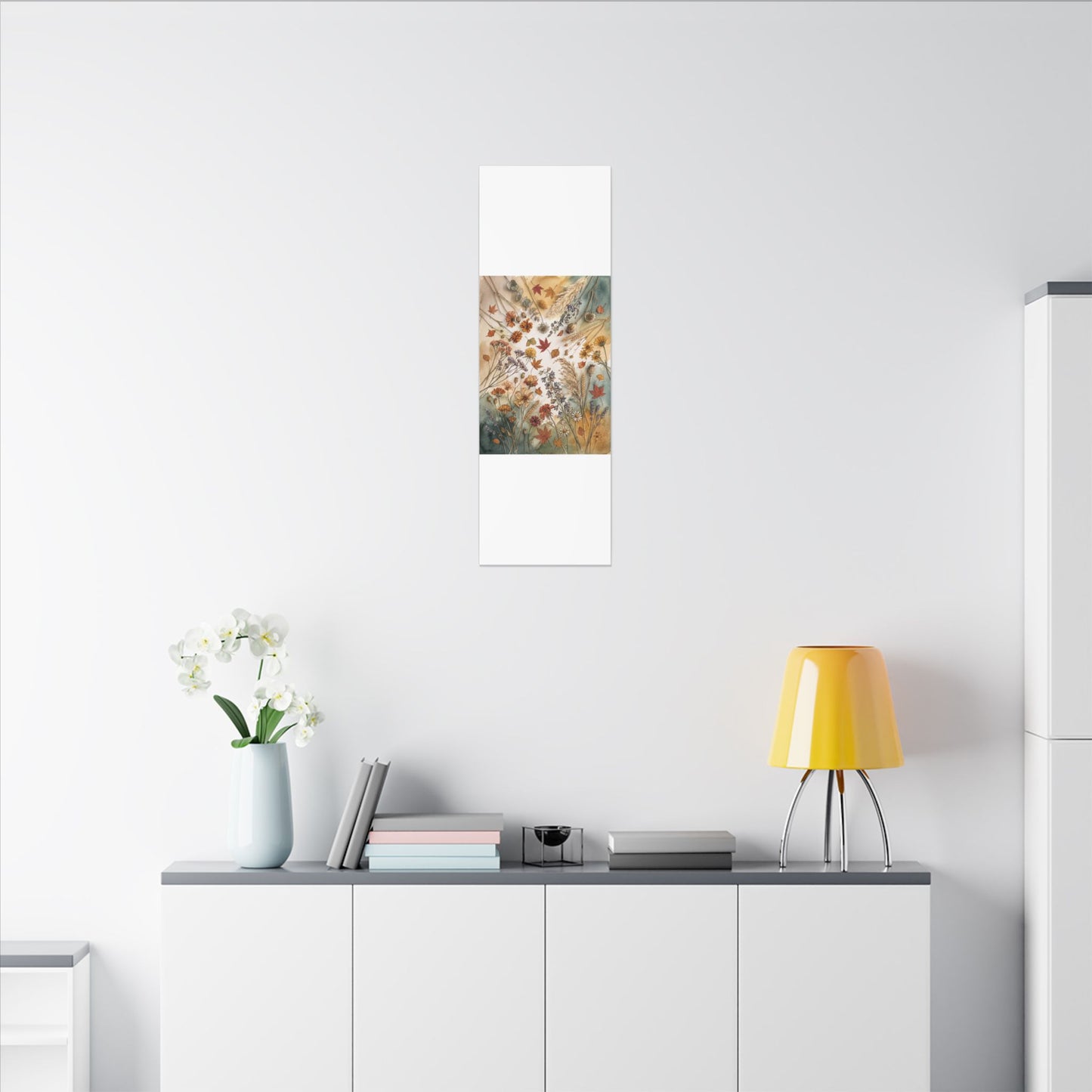 Dried Flowers Canvas Art | Autumn Japandi Watercolor Art
