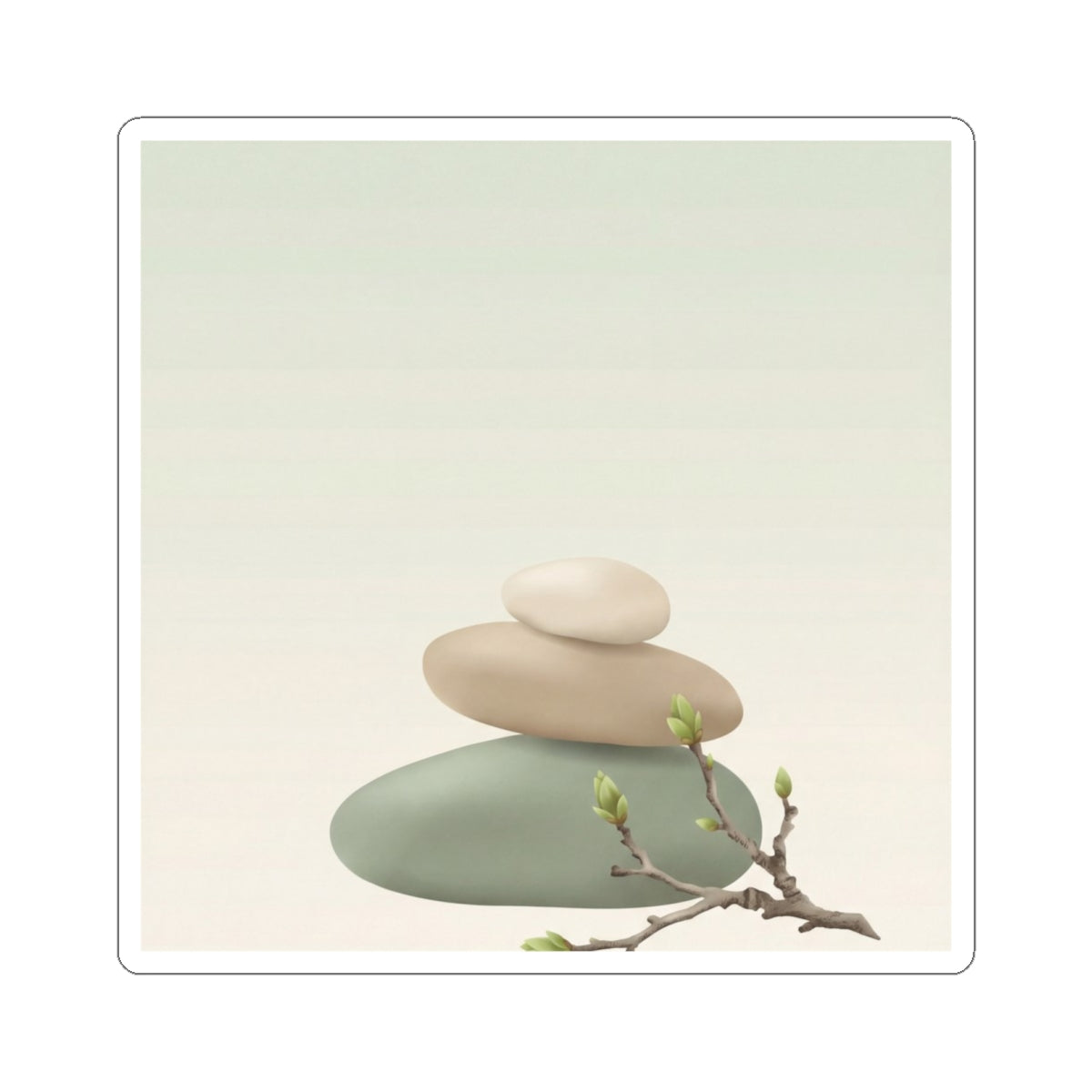 Dawn River Stones Sticker - Japandi Fukinsei Art Print