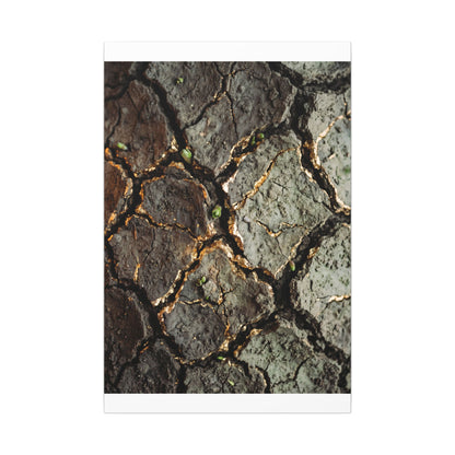 Earthy Cracked Earth Canvas Art - Japanese Pattern Japandi