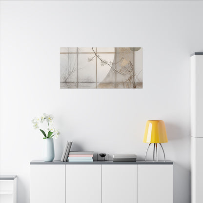 Winter Shoji Screen Japanese Pattern Canvas Art | Elegant Decor