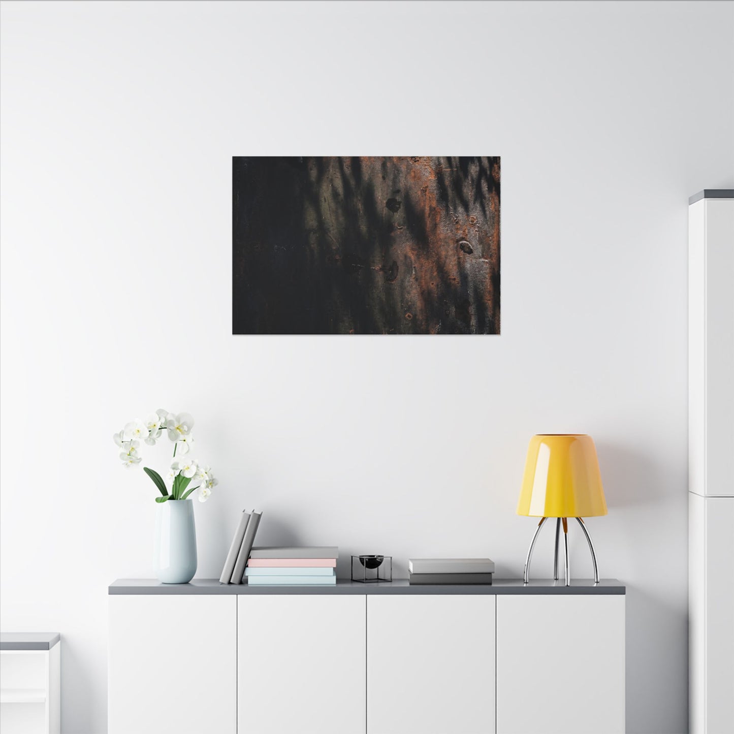 Rust Patina Shadow Zen Canvas Art | Luxurious Dark Japandi Art