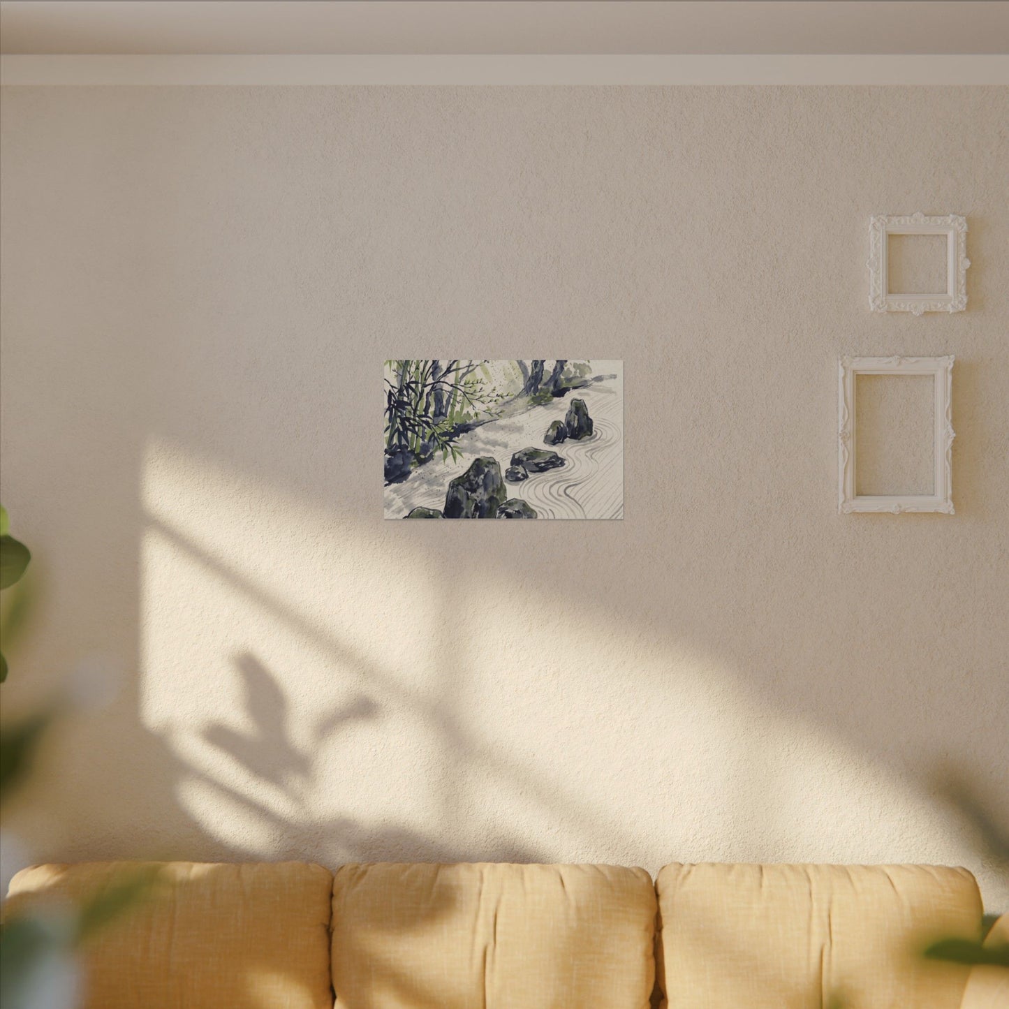 Dappled Rock Garden Canvas Art - Zen Mono No Aware