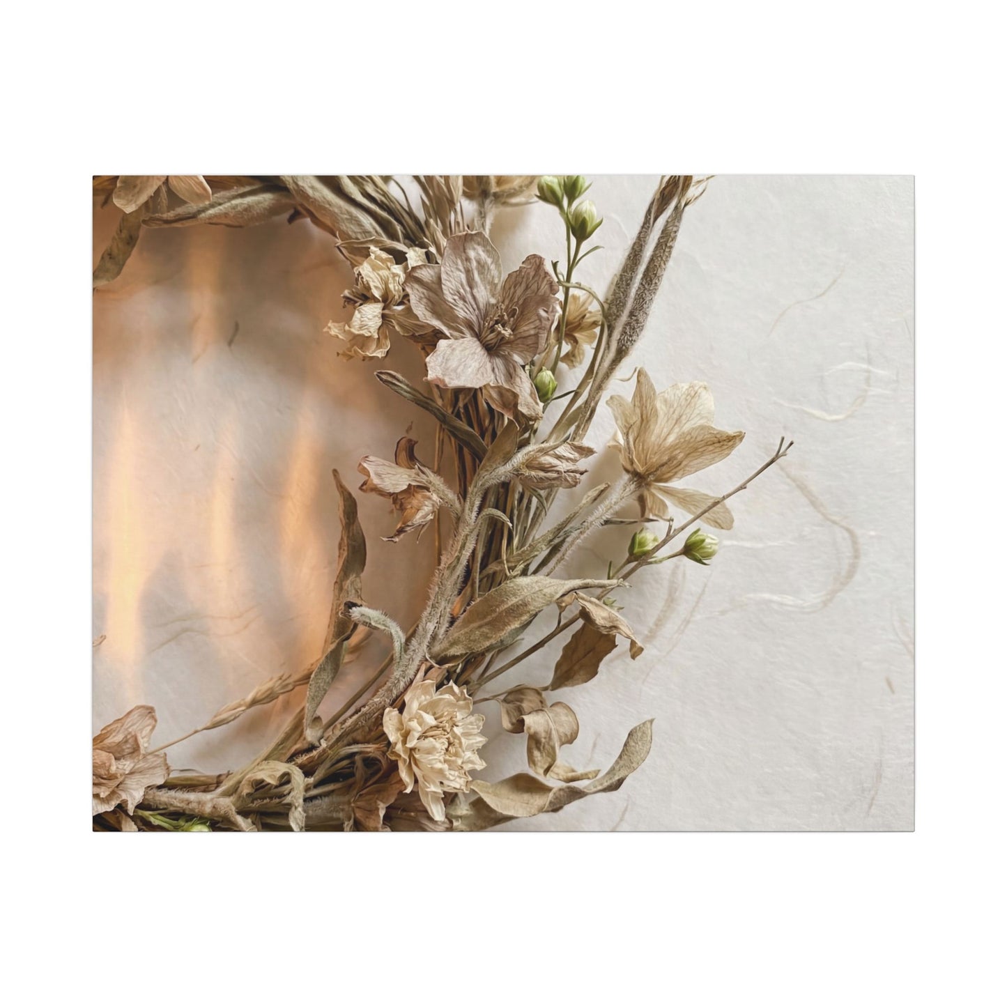 Dried Flowers Japanese Pattern Canvas Art | Neutral Japandi Art