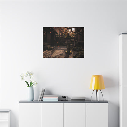 Seijaku Stone Lantern Canvas Art - Dark Japandi Shadow Zen