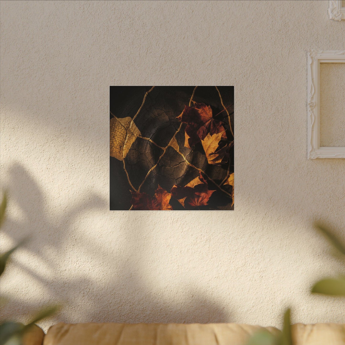 Resilient Shadow Play Canvas Art - Crackle Gold Kintsugi