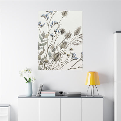 Dried Flowers Canvas Art | Summer Japandi Watercolor Art