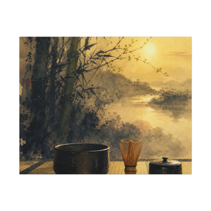 Tea Ceremony Sumi E Canvas Art | Contemplative Zen Art