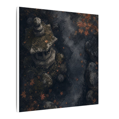 Stone Lantern Canvas Art | Autumn Japandi Texture Art