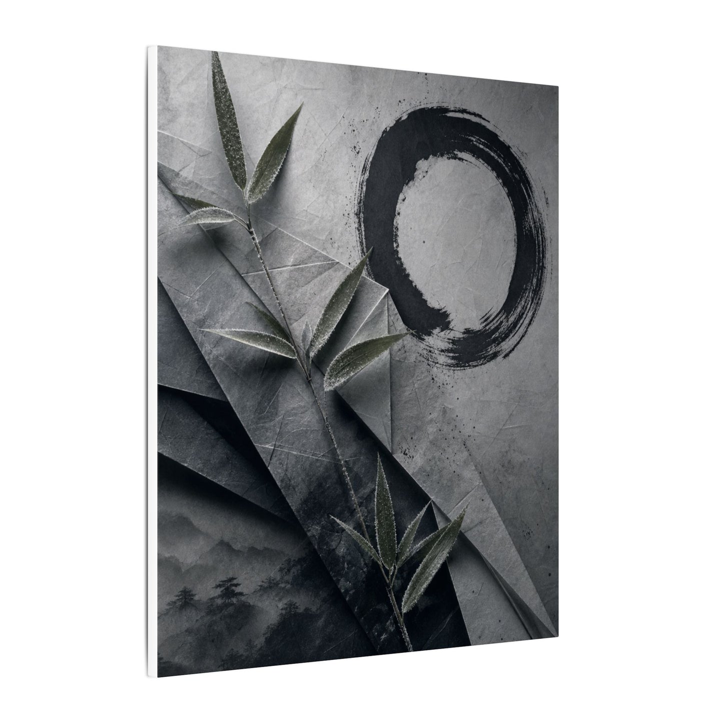 Winter Paper Fold Enso Canvas Art | Serene Decor