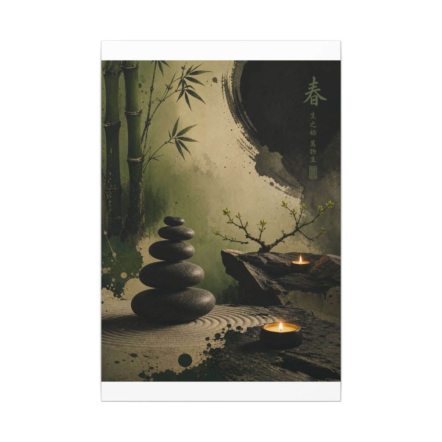 River Stones Spring Canvas Art | Zen Contemplative Design