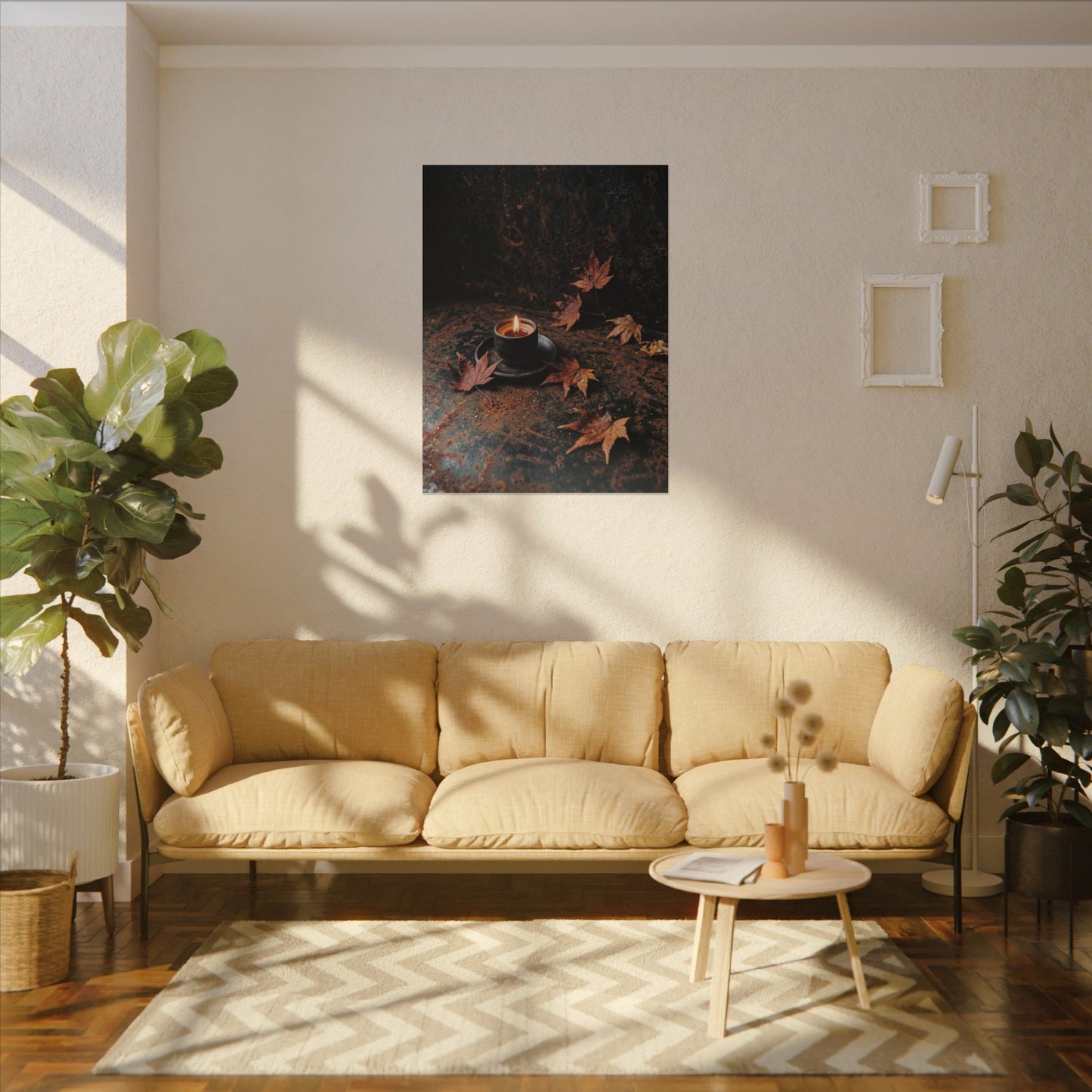 Dark Japandi Rust Patina in Candlelight | Shadow Zen Canvas Art