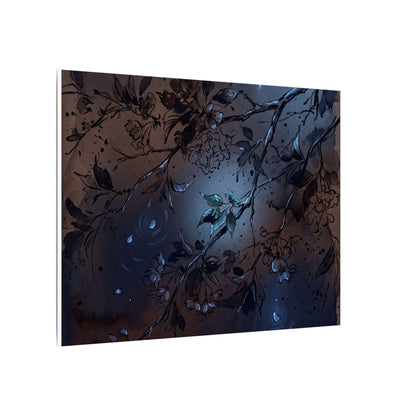 Bold Cherry Blossom Canvas Art - Charcoal Ink Dark Japandi