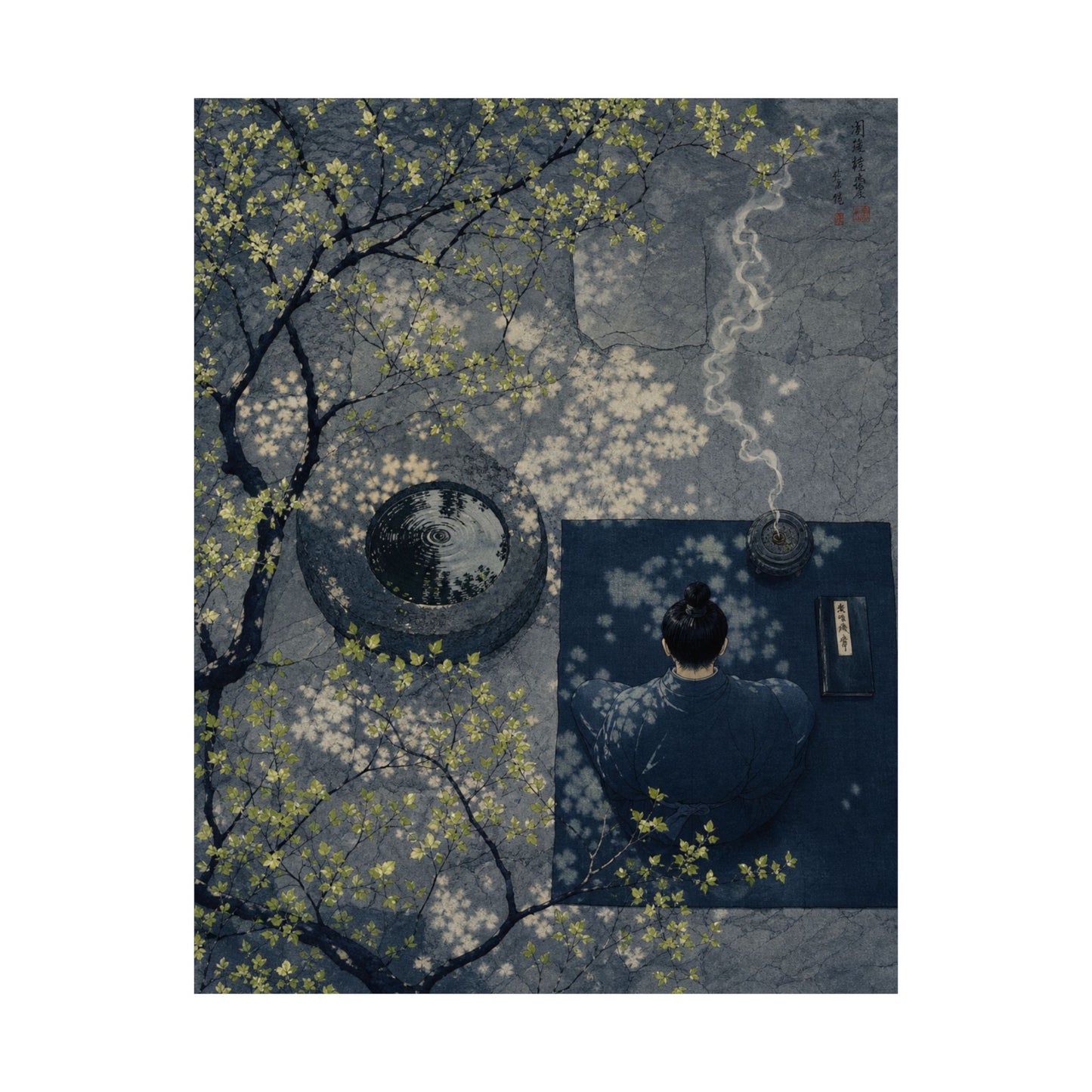 Incense Smoke Wall Art Print | Spring Zen Ukiyo E Inspired Art