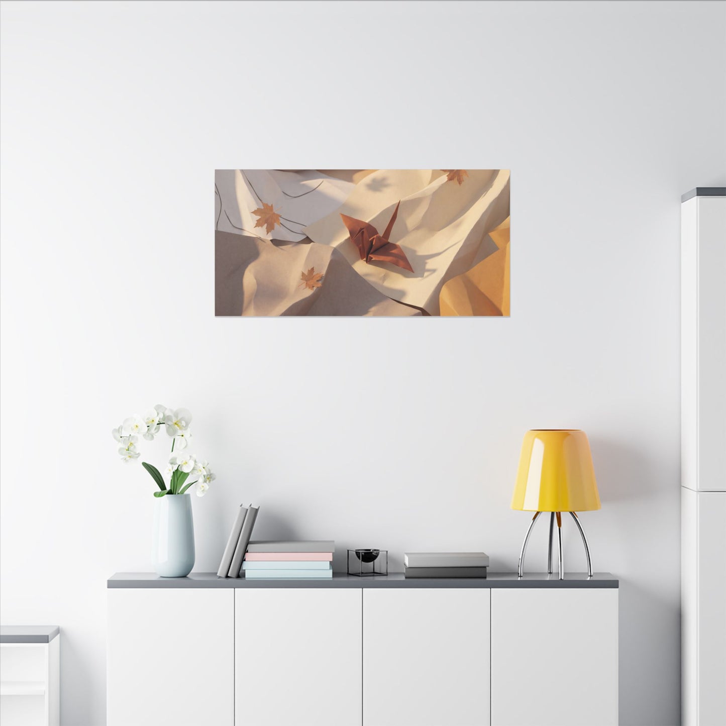 Autumn Paper Fold Minimal Line Canvas Art | Cozy Decor
