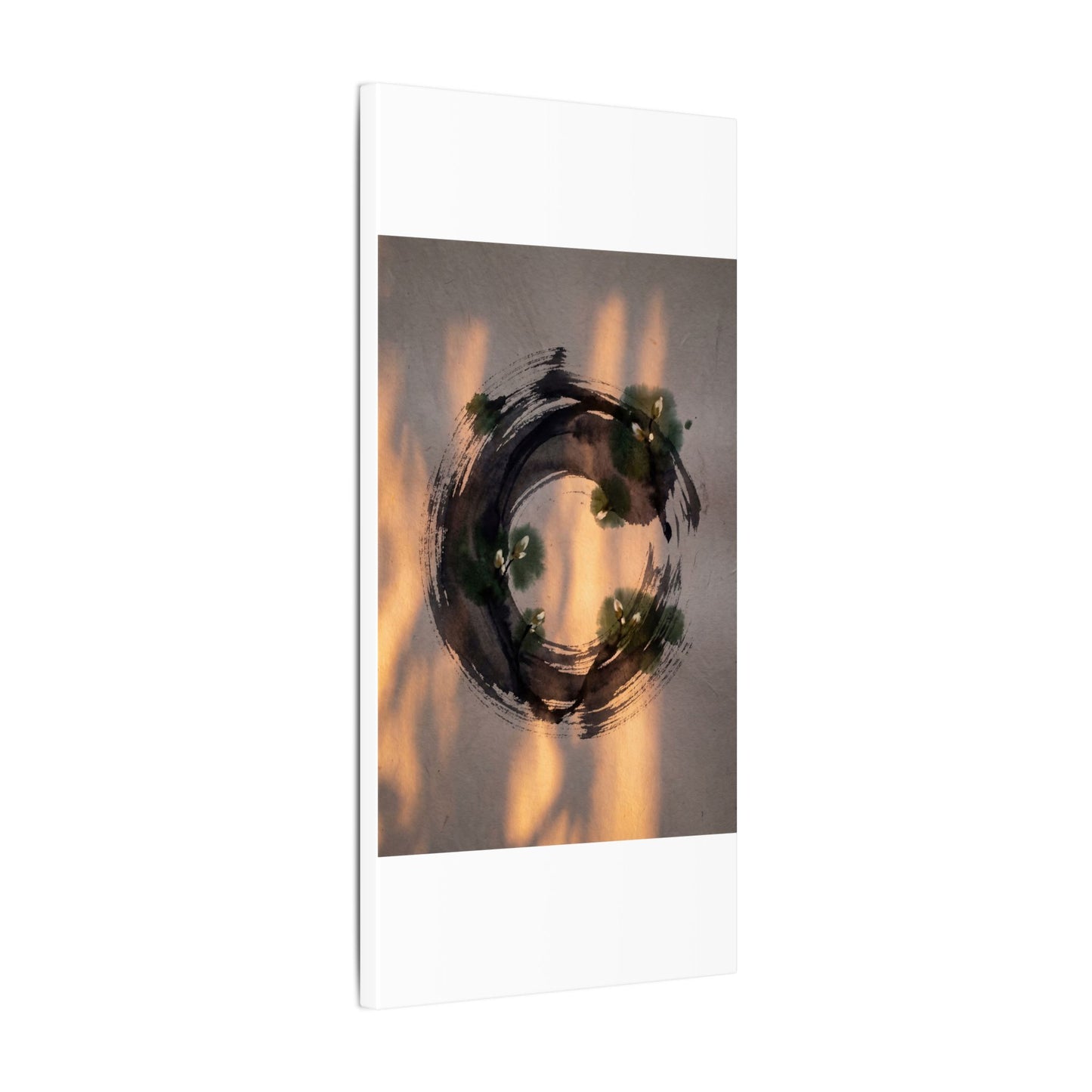 Ink Brushstroke Spring Canvas Art | Dark Japandi Bold Design