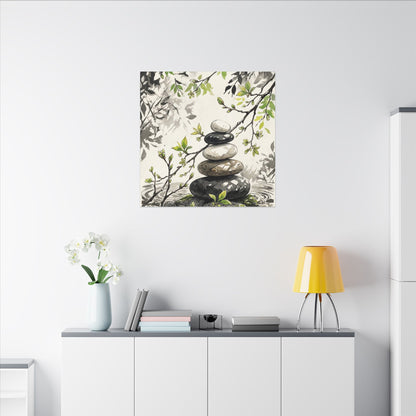 Spring River Stones Japanese Pattern Canvas Art | Elegant Decor