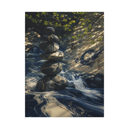 Kintsugi River Stones in Dappled | Broken Beauty Canvas Art