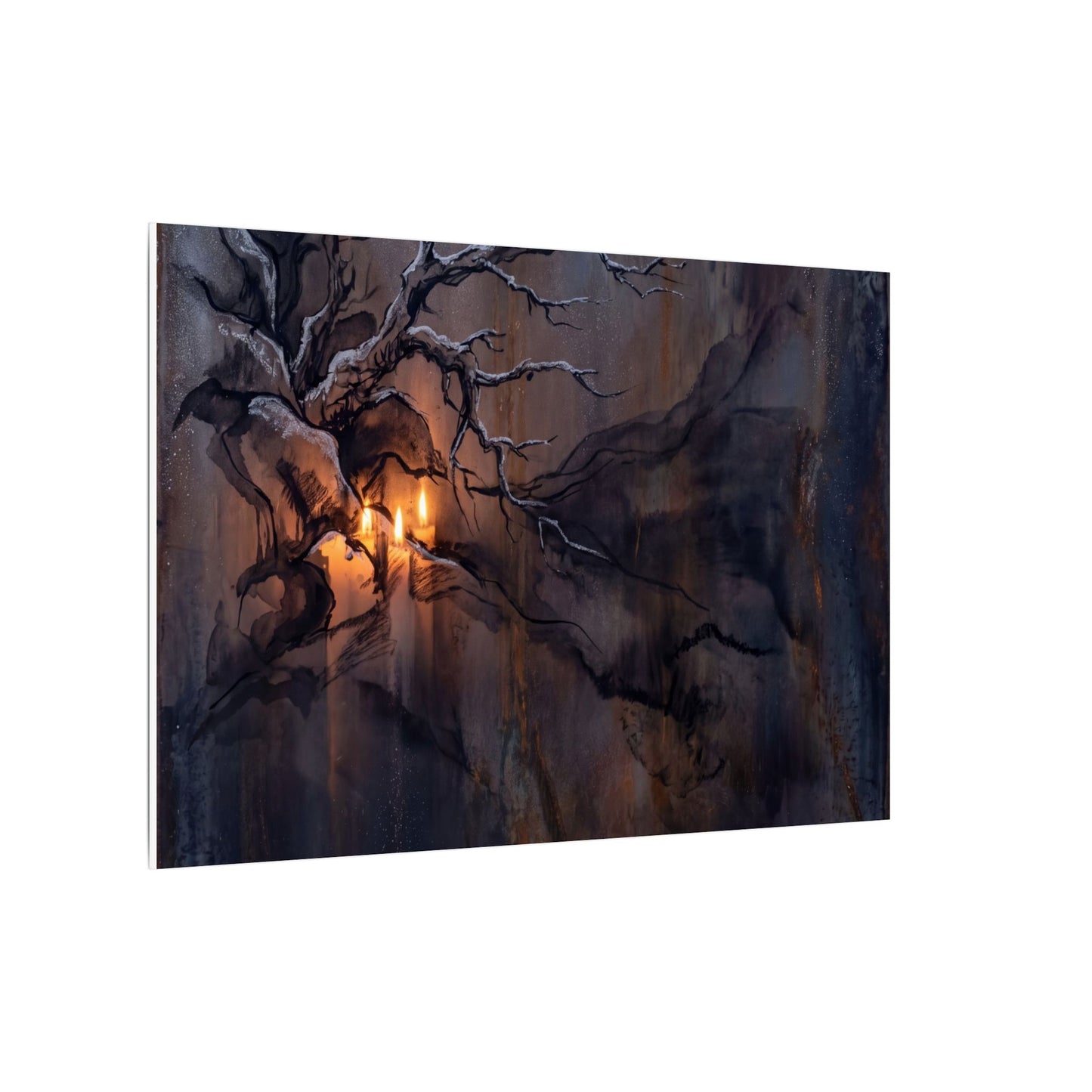 Winter Rust Patina Charcoal Ink Canvas Art | Atmospheric Decor