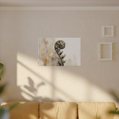 Fern Unfurling Watercolor Canvas Art | Earthy Japandi Art