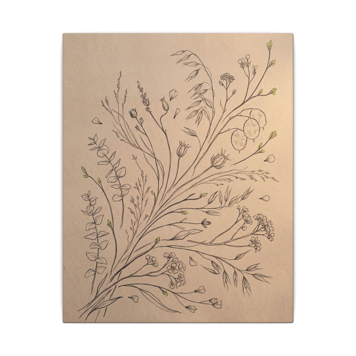 Dried Flowers Canvas Art | Spring Japandi Minimal Line Art